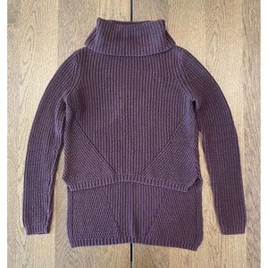 Anthropologie Moth Cowl Neck High-Low Knit Sweater Women’s XS Eggplant Purple
